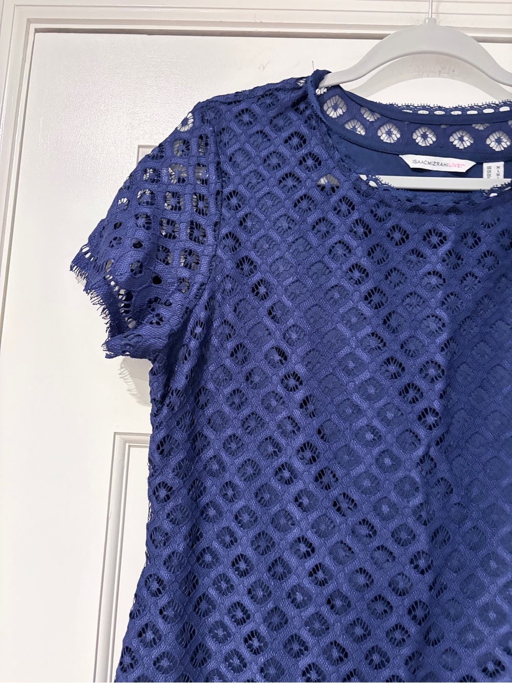 Isaac Mizrahi Live Blue Lace Shift Dress Medium - Picture 3 of 9
